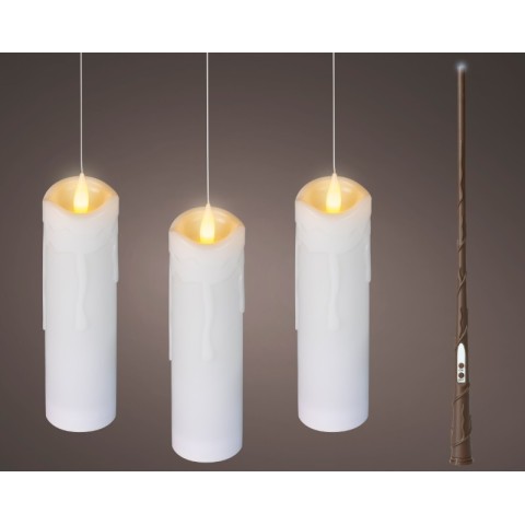 CANDELE FLUTTUANTI 3 LED CON BACCHETTA MAGICA H.19 2